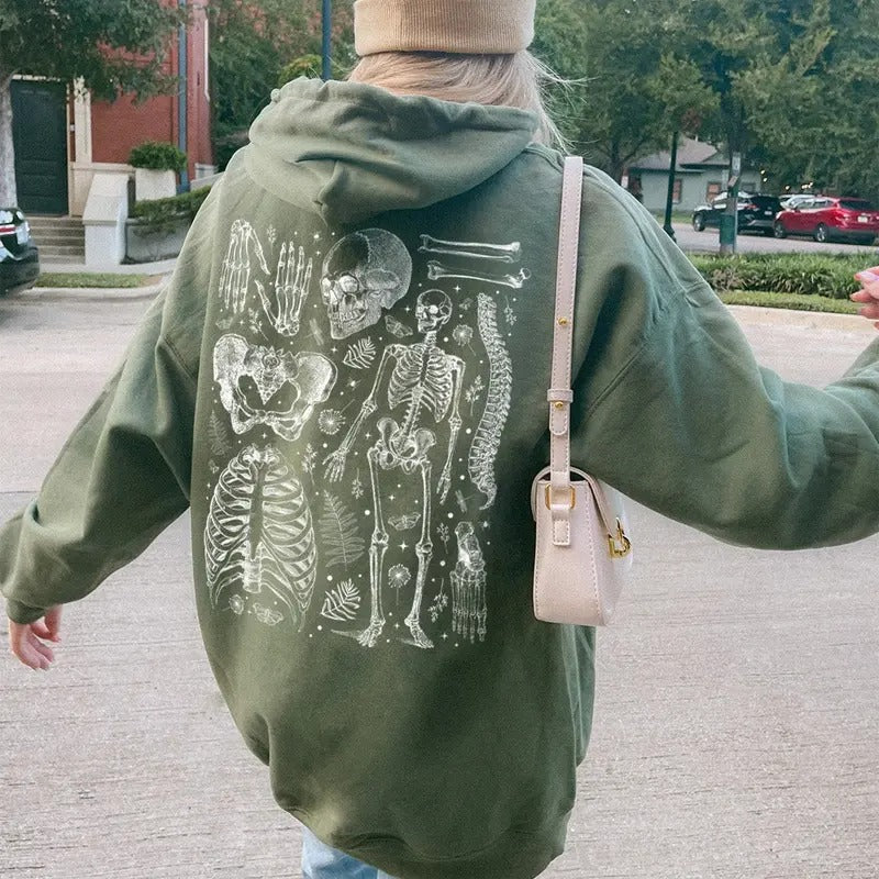 Vintage Skeleton Hoodie RAD Xray Tech Anatomy Sweatshirt Human Bones Graphic Hoodie Dark Academia Science Hoodie...
