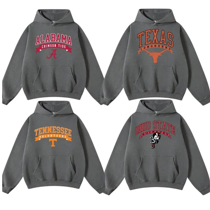 Vintage Sport Teams NCAA Collection Dark Heather Hoodie, NCAA Football Logo Shirt, Graphic Shirt for Men, for Women Tops...