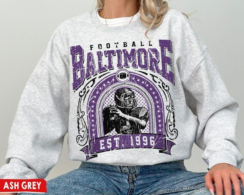 Vintage Style Baltimore Football Sweatshirt \ T-Shirt , Retro Baltimore Shirt, Ravens Sweatshirt, Sunday Football Shirt,...