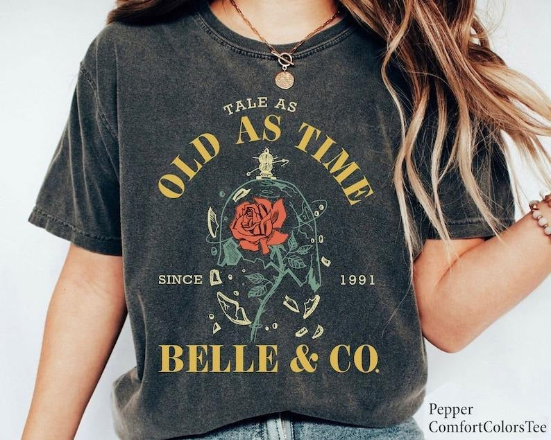 Vintage Tale As Old As Time Shirt, Beauty n The Beast Shirt, Beauty Belle Tshirt, Princess reads book, Bookish Shirt,...