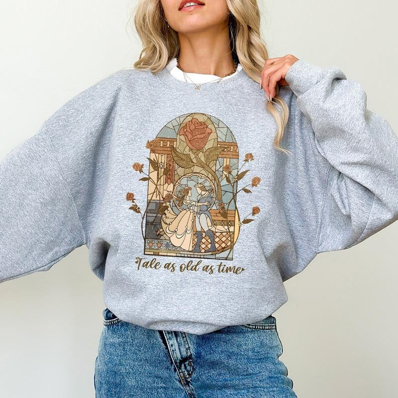 Vintage Tale as Old as Time  Sweatshirt, Retro Beauty and the Beast Shirt, Beauty Belle Sweater, Gift for Her Hoodie
