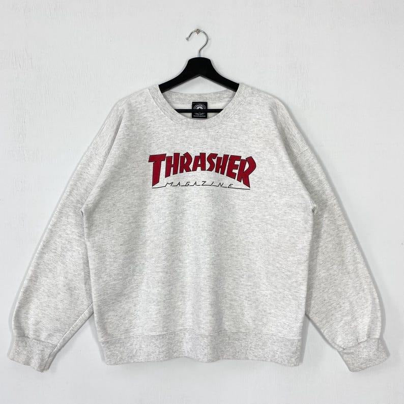 Vintage Thrasher Sweatshirt Thrasher Crewneck Thrasher Sweater Pullover Thrasher Magazine Skateboard Thrasher Print Logo...