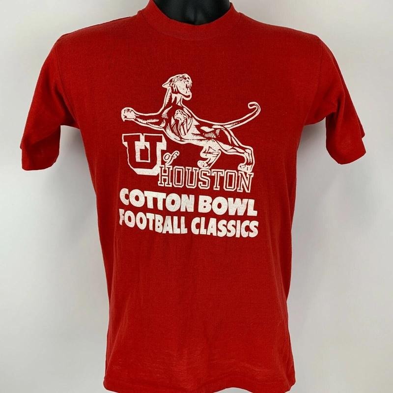 Vintage U of Houston Cougars Bowl Football 70s RedUnisex T-shirt Sweatshirt Hoodie #11 | HypeDripTees.com