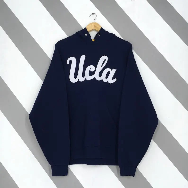 Vintage University Of California Los Angeles Hoodie Sweatshirt Large UCLA Bruins Spell Out Pullover UCLA Bruins Ncaa Blue...