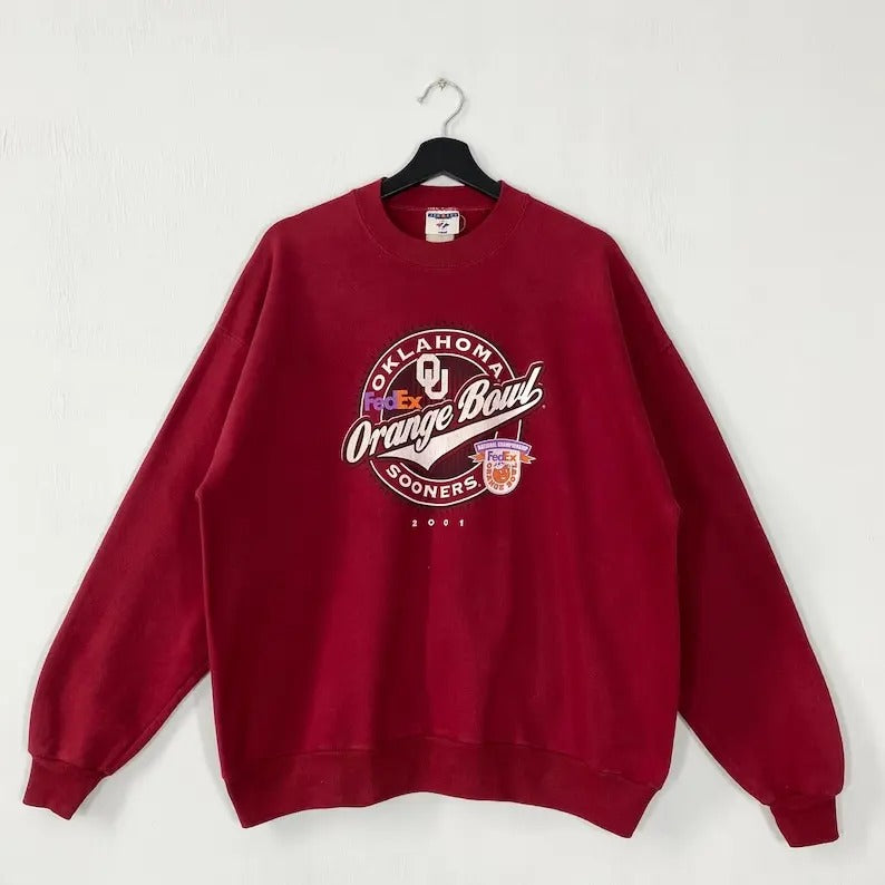 Vintage University Oklahoma Sweatshirt University Oklahoma Crewneck Oklahoma Sweater Pullover Oklahoma Sooners Print Logo...