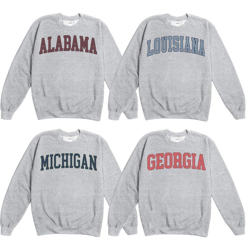 Vintage Varsity College Sweatshirt, Ash Grey Sport Sweatshirt, Gifts For Football Fan, NCAA football men's  sweatshirts...