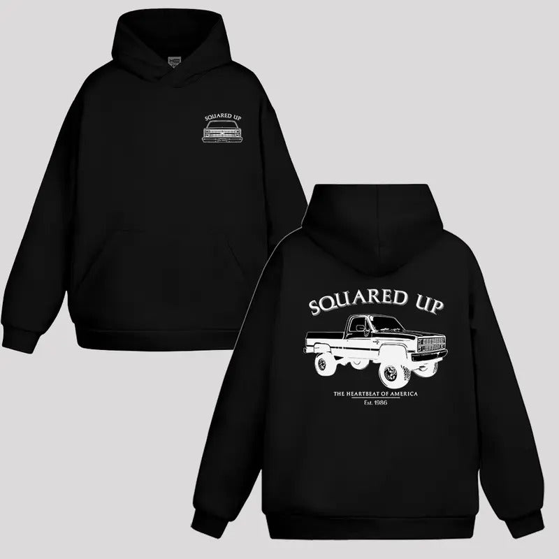 Vintage Vibe 2 Sides Squared Up 1986 Chevy Silverado Men's Cotton Hoodie Old School Chevy Hoodie Gift for Him Truck...