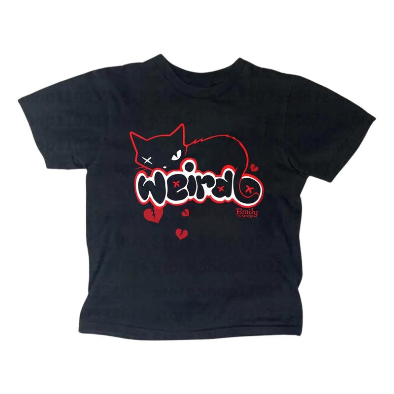Vintage Weird Cat Baby Tee, Gothic Emo Girl Top, Y2k Women Streetwear, Summer Girl Top, Casual Cotton Short Sleeve, Women...