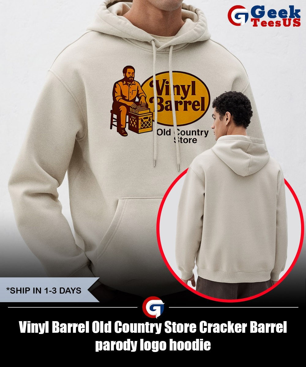 Vinyl Barrel Old Country Store Cracker Barrel parody logo shirt