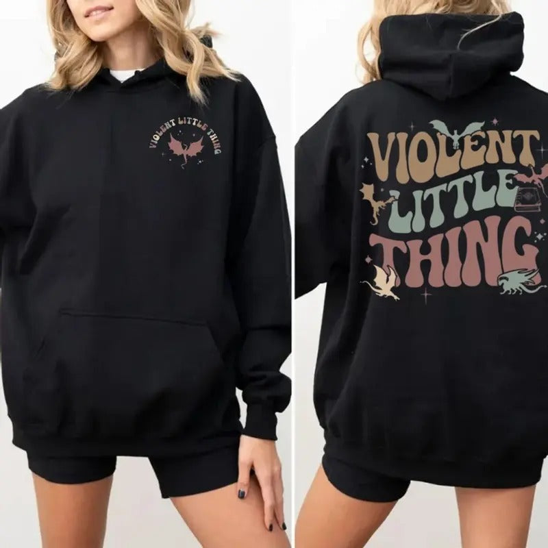 Violent Little Thing 2 Sided Shirt, Fourth Wing Dragon Rider Hoodie, Riders Quadrant Sweatshirt, Basgiath Shirt, Unisex...