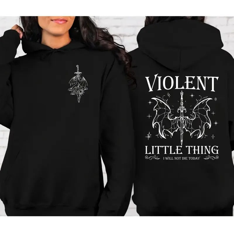 Violent Little Thing Hoodie, Fourth Wing Fan Sweatshirt, Dragon Rider Tshirt, Book Lover Gift, Bookworm Shirt, Bookish...