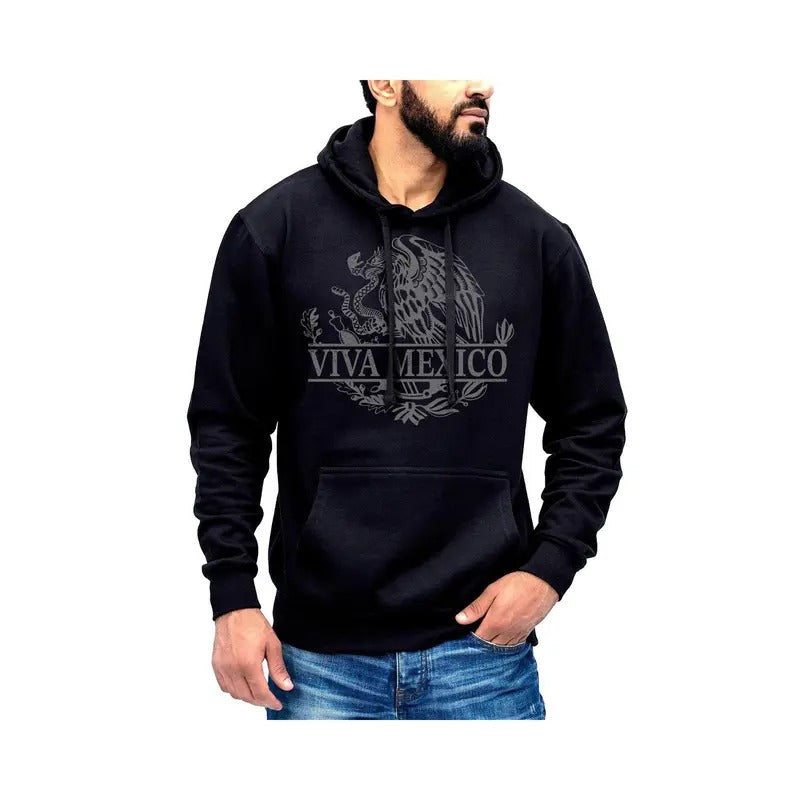 Viva Mexico Mexico Eagle Emblem Hoodie Sweatshirt Cotton Fabric Menswear Pocket T-Shirts | HypeDripTees.com