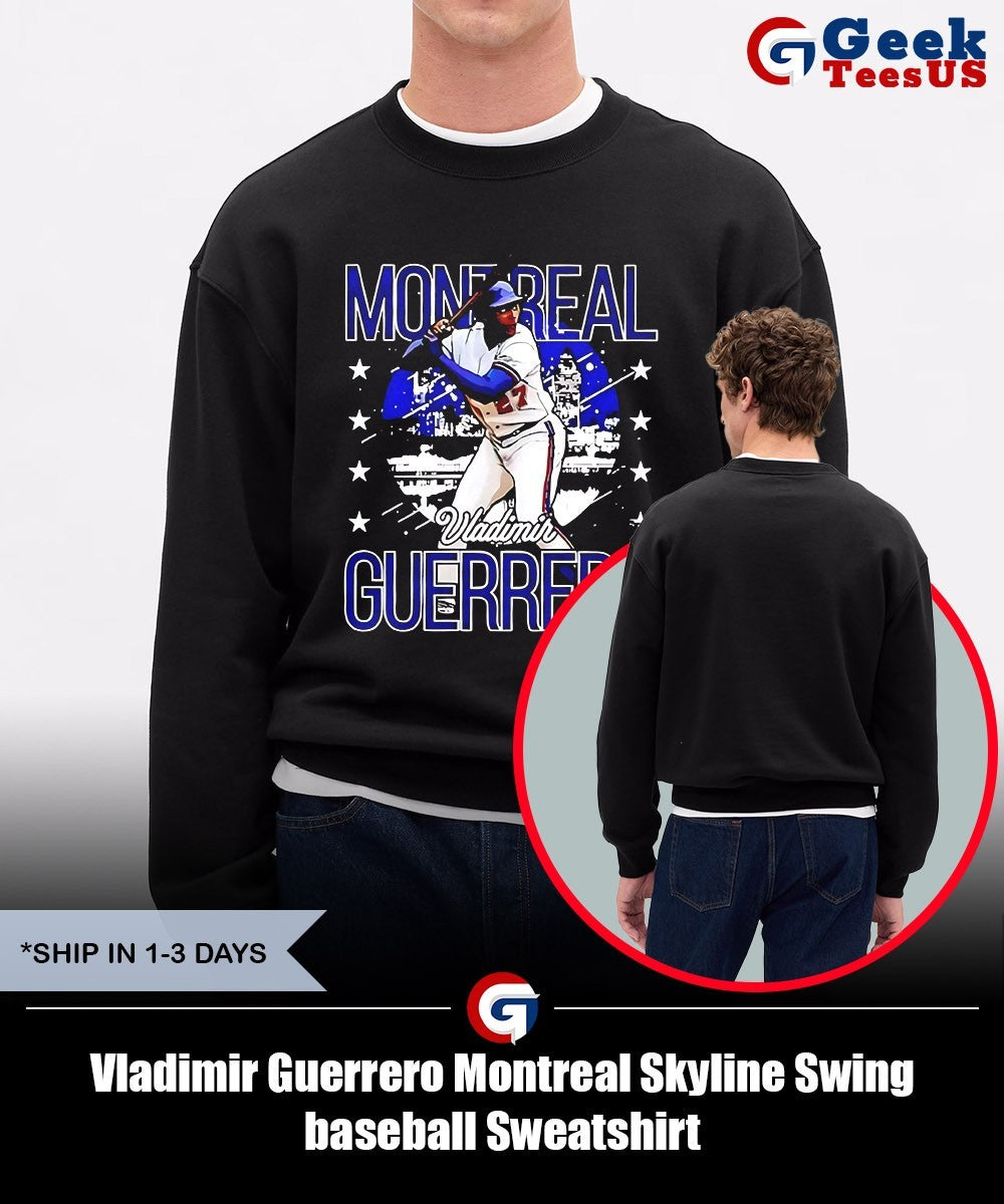 Vladimir Guerrero Montreal Skyline Swing baseball shirt