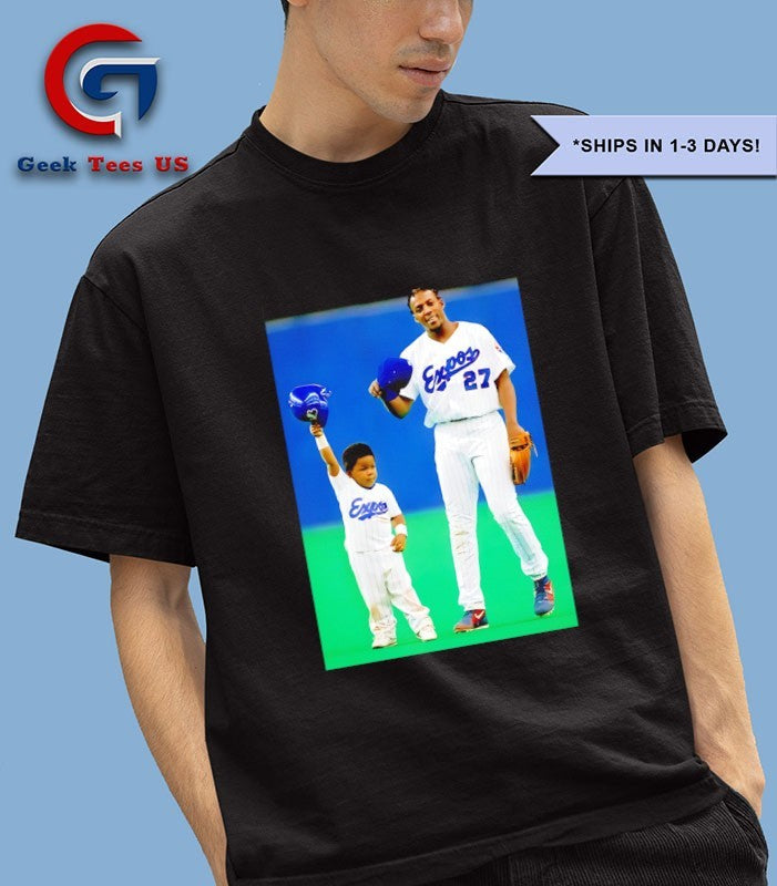 Vladimir Guerrero Sr with his son Vladimir Guerrero Jr Toronto Blue Jays baseball shirt