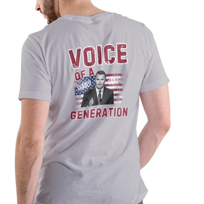 Voice of a Generation Charlie Kirk T Shirt, Unisex Cotton Hoodie, Sweatshirt | HypeDripTees.com