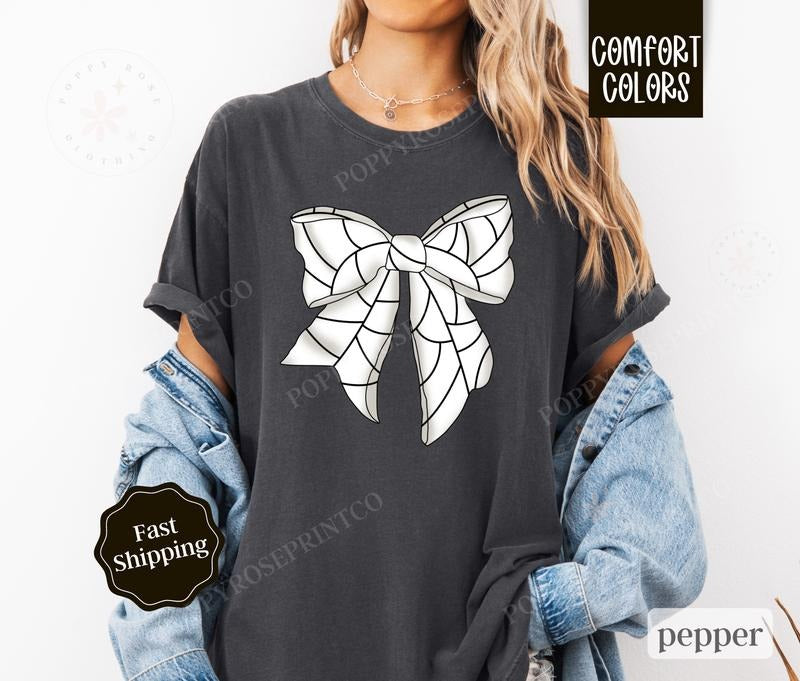 Volleyball Bow Shirt Comfort Colors Volleyball Mom Womenswear Crewneckstyle{N002}2 T-Shirts, Hoodie, Sweatshirt