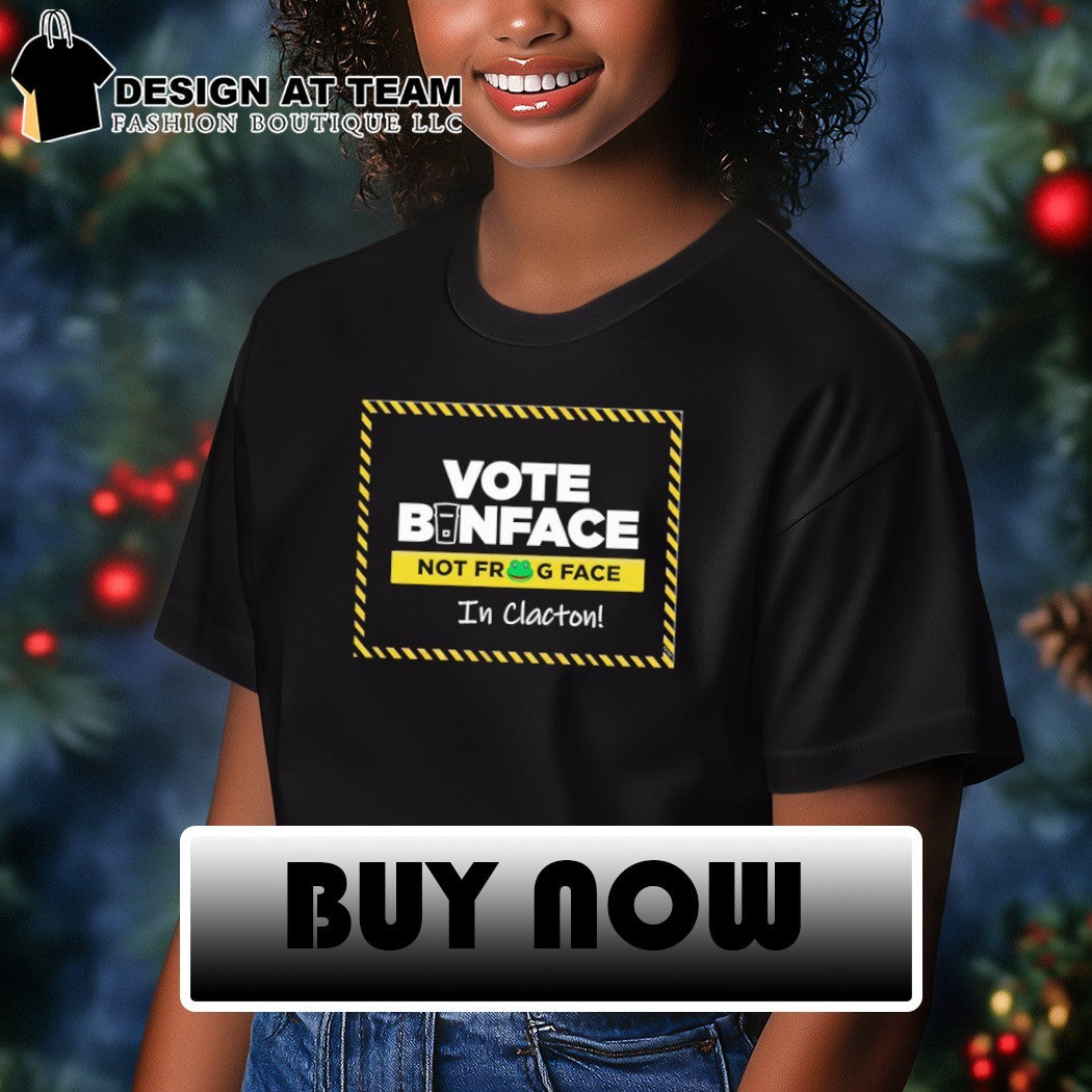 Vote Binface not frog face in Clacton shirt
