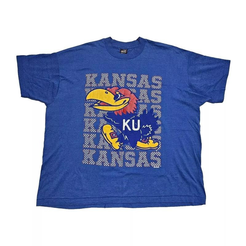 Vtg KU Kansas Jayhawks Shirt Mens , USA BEST Fruit Of The Loom Vintage Unisex T-shirt Sweatshirt Hoodie | HypeDripTees.com