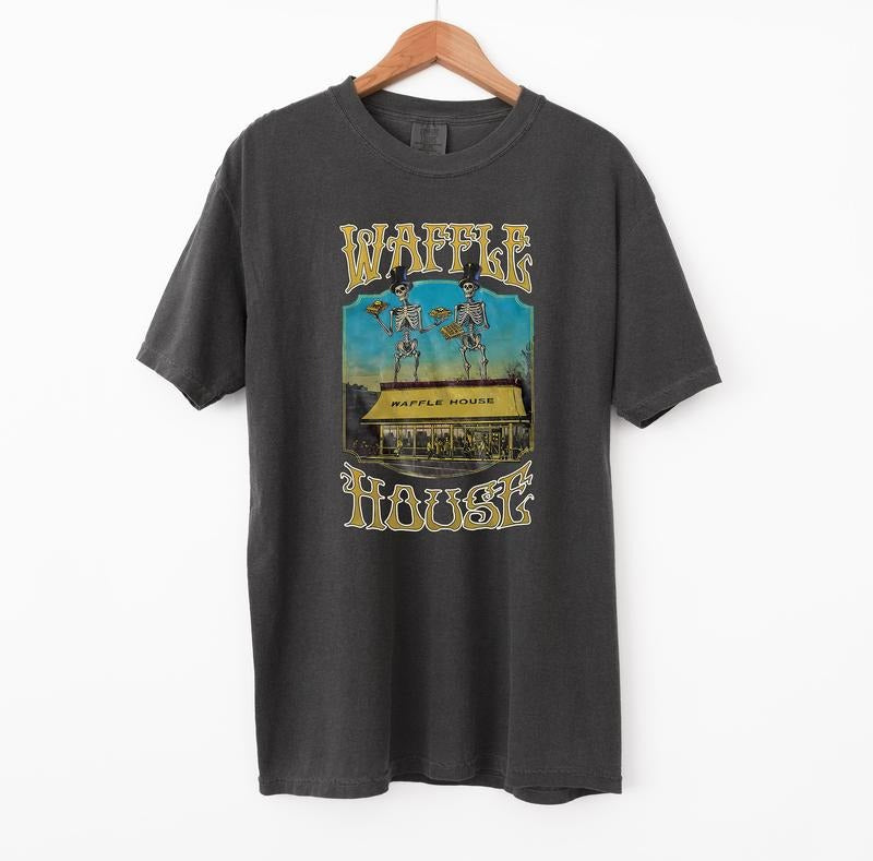 Waffle House Skeleton Shirt, Meme Comfort Colors T-Shirt Hoodie, Sweatshirt | HypeDripTees.com
