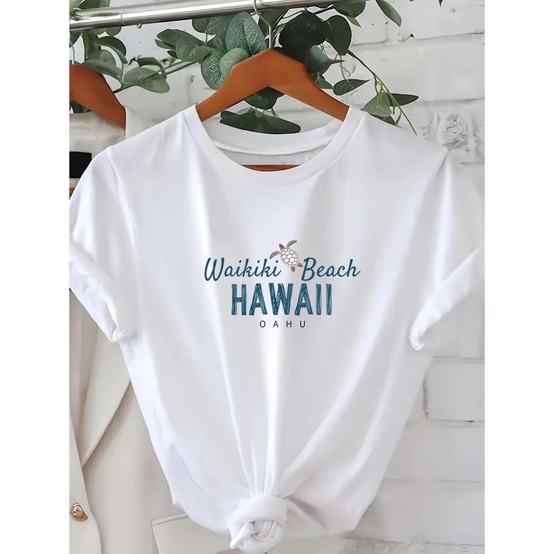 Waikiki Beach Hawaii Oahu Letter Printed Crew Neck Short Sleeve T-Shirt, Hoodie, Sweatshirt | HypeDripTees.com