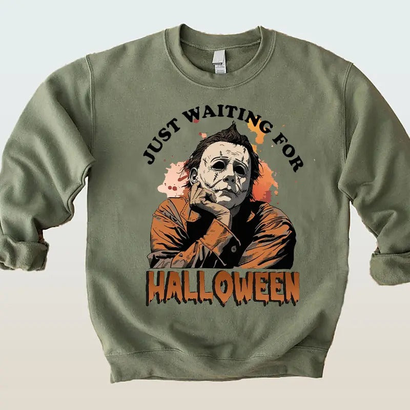 Waiting For Halloween Like SweatShirt, Funny Halloween Unisex Short Sleeve Tee, Spooky Season Shirt, Halloween Gift,...