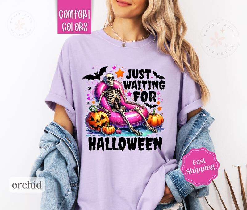 Waiting Halloween Shirt Comfort Colors Skeleton Spooky Season Shirt Teestyle{N002}2 T-Shirts, Hoodie, Sweatshirt