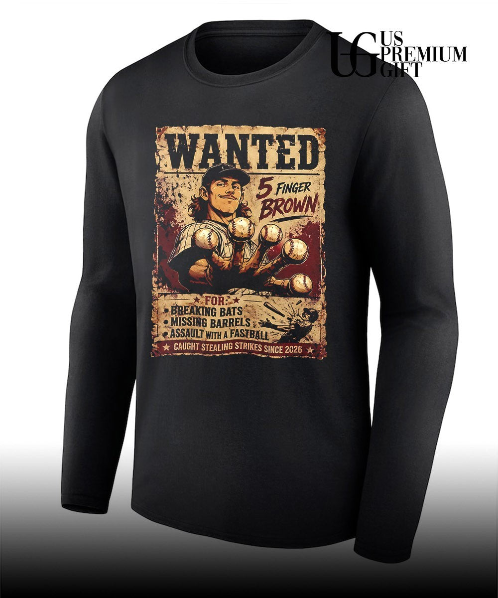 Wanted 5 Finger Brown Chicago Baseball vintage poster shirt