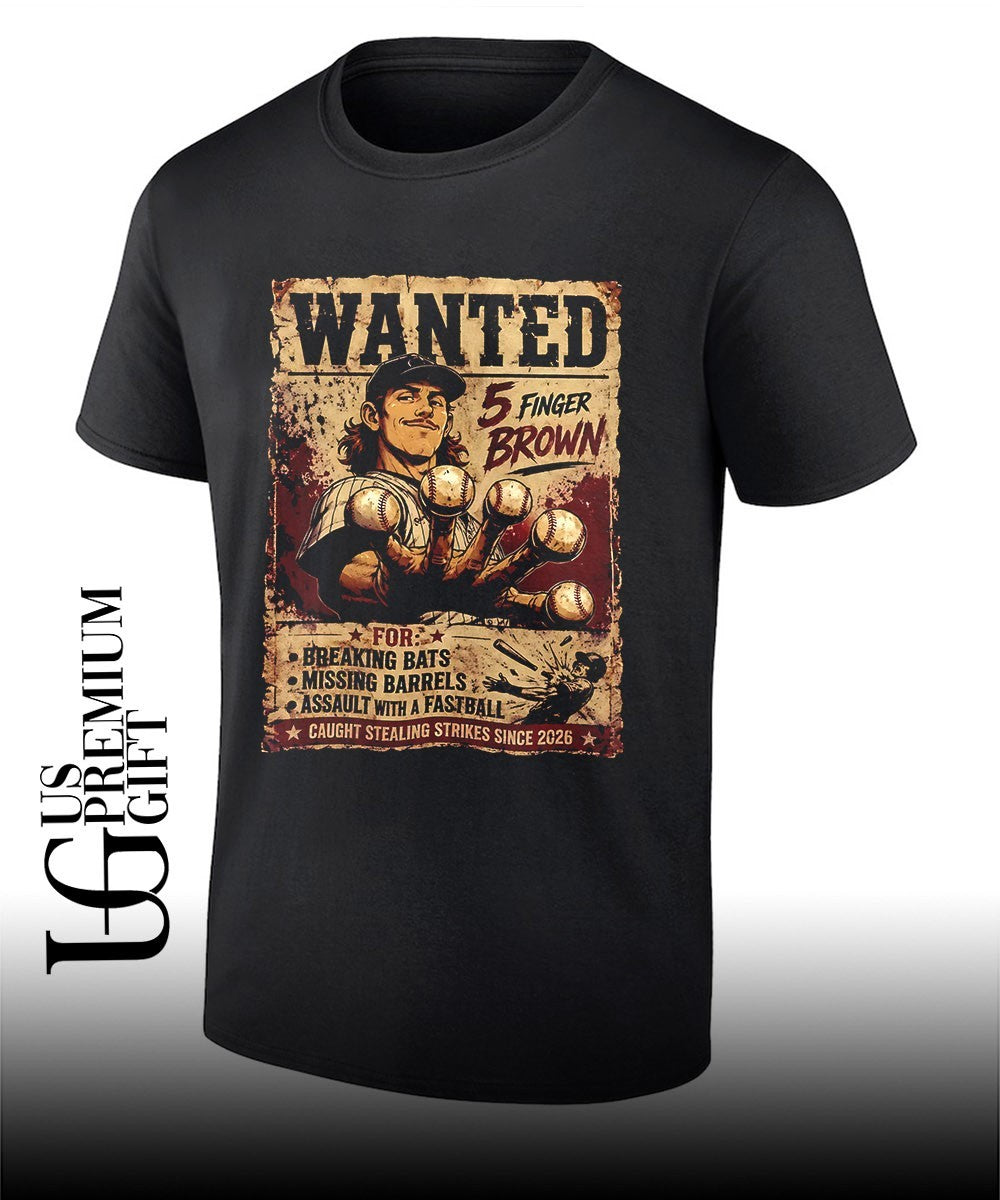 Wanted 5 Finger Brown Chicago Baseball vintage poster shirt
