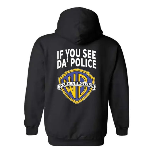 "Warn A Brother" Hoodie - Playful Pop Culture Twist on Iconic Logo Menswear, Unisex Hoodie, Casual Hoodie, Trendy Hoodie Tops Long Sleeve