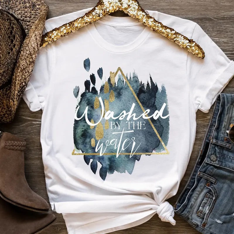 Washed By The Water Shirt Christian Cross Shirt For Women Christian Baptism Gift  sweater and hoodie Sweatshirt