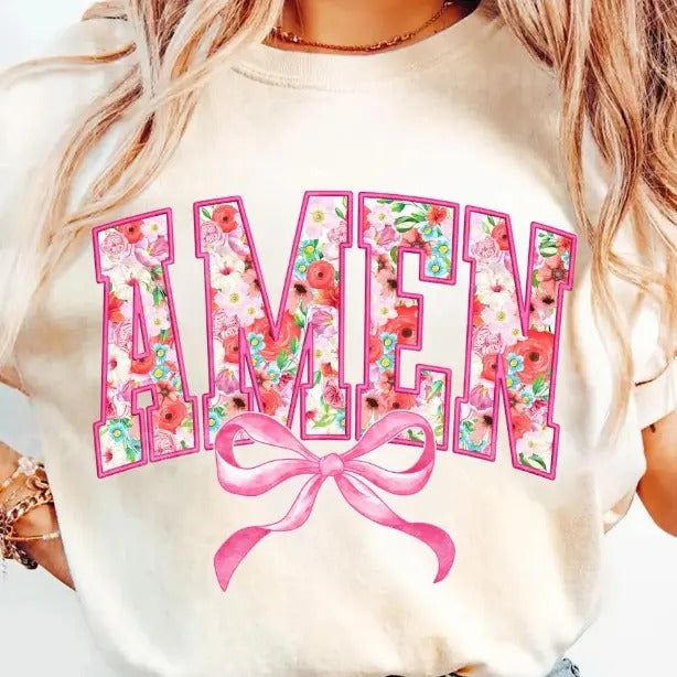 Watercolor Amen Flowers DTF Transfers - THIS IS NOT A SHIRT Hoodie, Sweatshirt | HypeDripTees.com