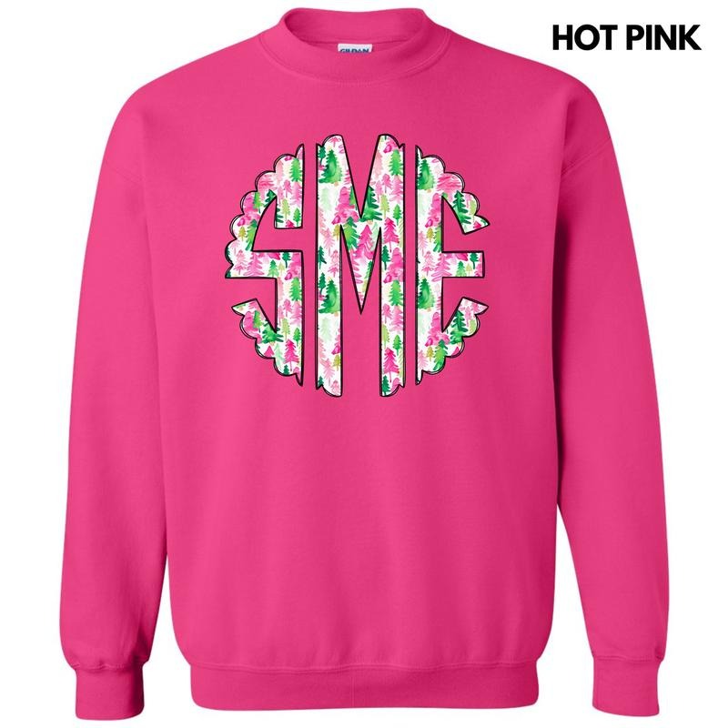 Watercolor Christmas Monogram Sweatshirt 'NLB' T-Shirts, Hoodie | HypeDripTees.com