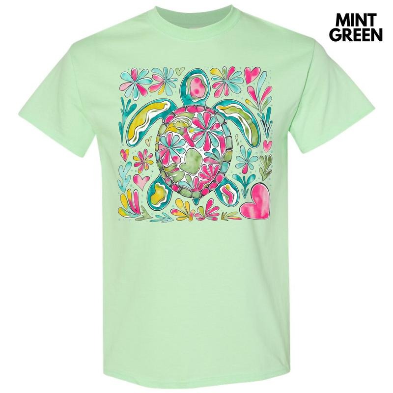 Watercolor Sea Turtle Gildan Short Sleeve T-Shirt 'NLB' Hoodie, Sweatshirt | HypeDripTees.com