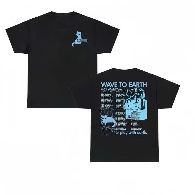 Wave To Earth 0.03 Cat Concert Shirt 2 Sided T-shirt/ Hoodie, Vintage Unisex Tee Shirt Man Women, 100% Cotton Sleeve,...