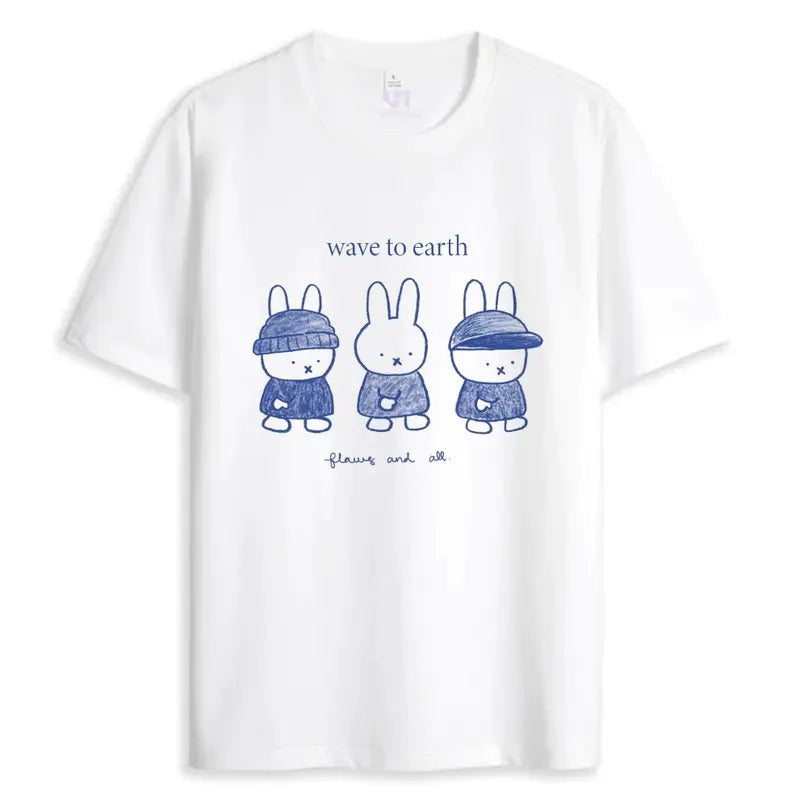 Wave To Earth Miffy Shirt Cute Soft T-shirt Unisex Tops Comfort Crewneck Casual Hoodie, Sweatshirt | HypeDripTees.com