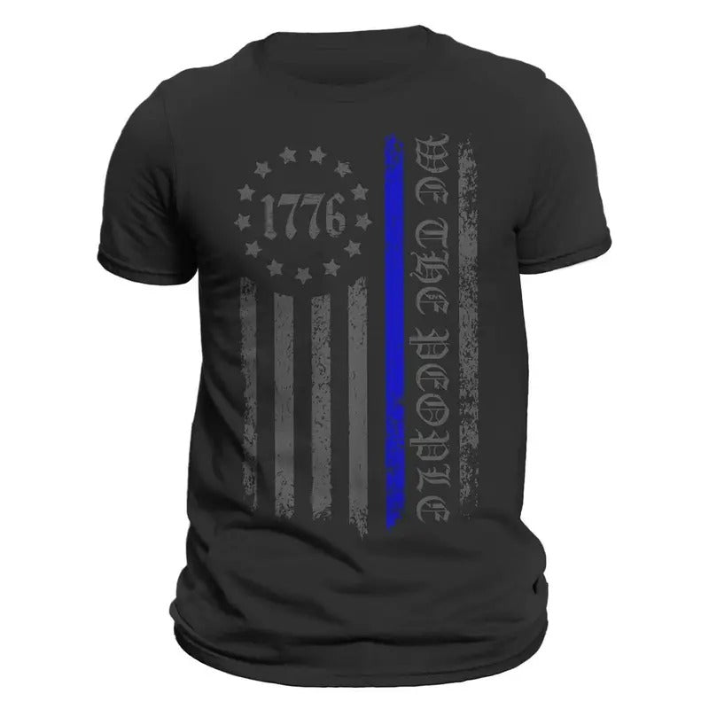 We The People 1776 Thin Blue Line Vertical Flag Police Men's T-Shirt Hoodie, Sweatshirt | HypeDripTees.com