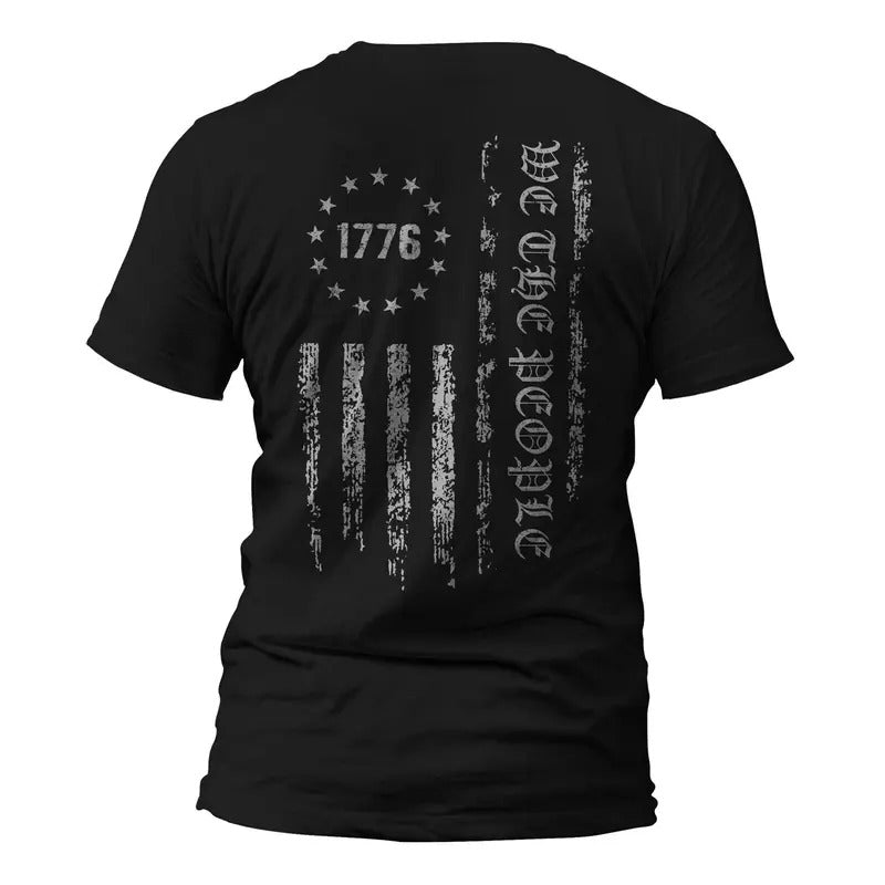 We The People 1776 USA Distressed Flag Back Print T-Shirt Hoodie, Sweatshirt | HypeDripTees.com