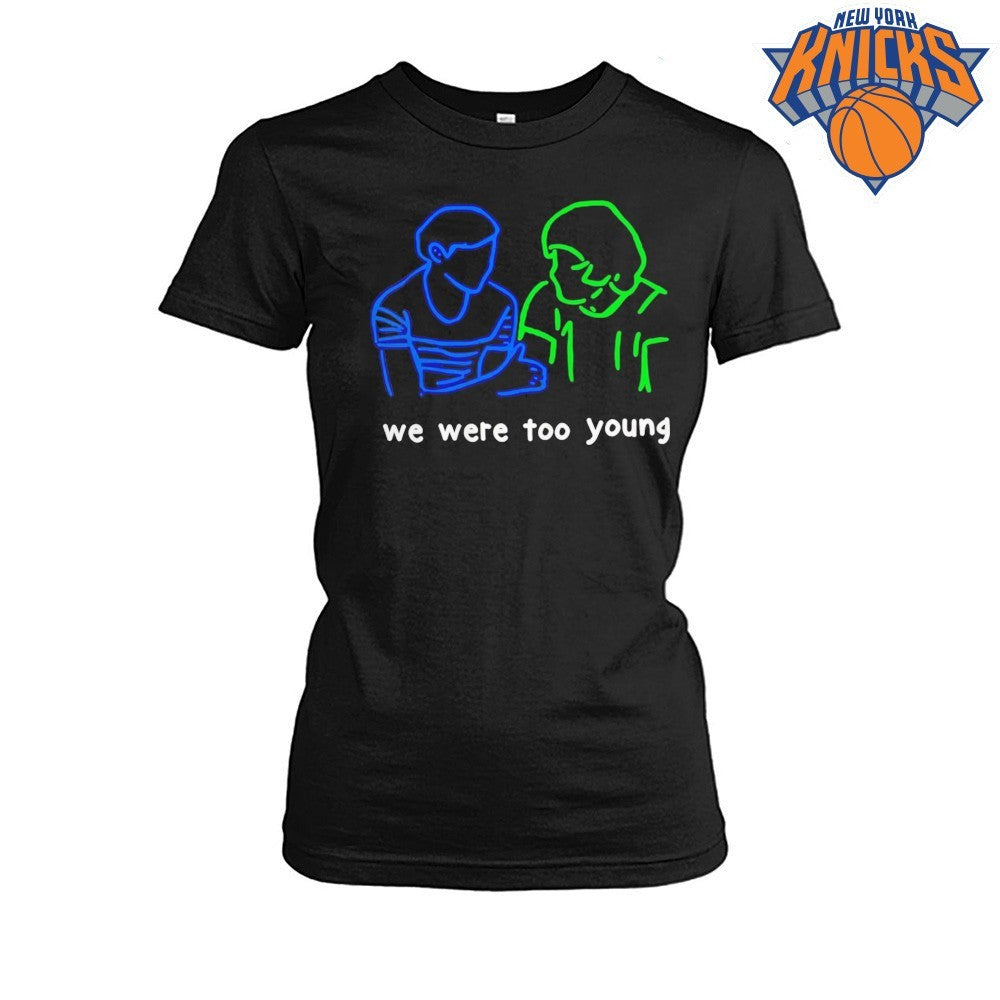 We Were Too Young Neon Line Art Retro Relationship Shirt