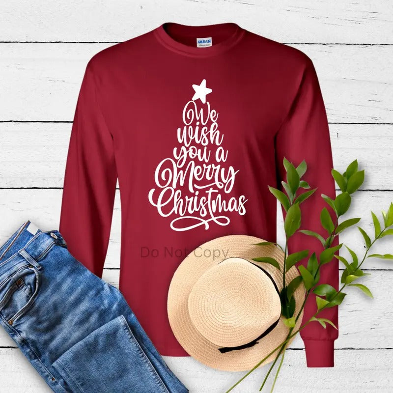 We Wish You A Merry Christmas Screen Print Transfer ONLY- This is NOT a T-Shirt Hoodie, Sweatshirt | HypeDripTees.com