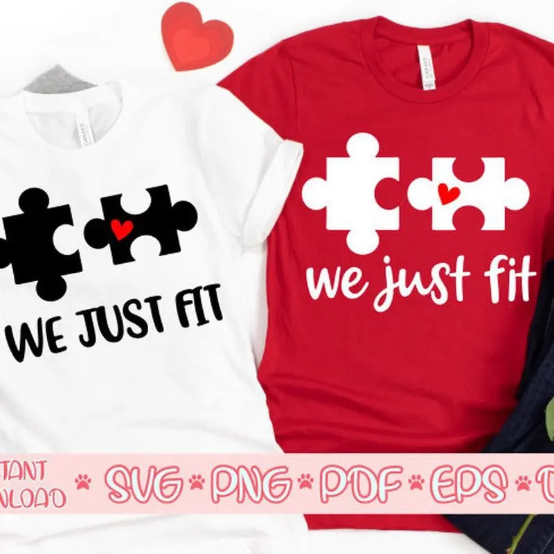 We just fit T-shirt,Puzzle T-shirt, Couple shirts T-shirt, Matching shirts His and Hers T-shirt, Mr and Mrs...