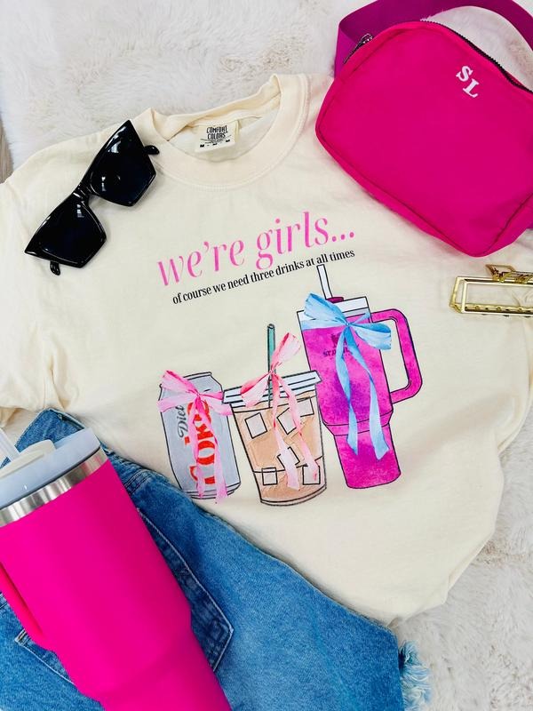 'We're Girls Bow Drinks' T-Shirt Hoodie, Sweatshirt | HypeDripTees.com