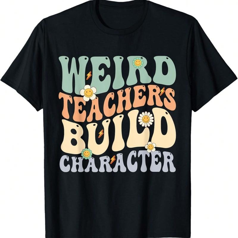 Weird Teachers Build Character Teacher Groovy Retro Vintage T-Shirt Hoodie, Sweatshirt | HypeDripTees.com