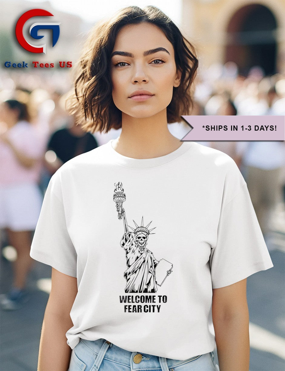 Welcome to fear city skeleton Statue of Liberty shirt