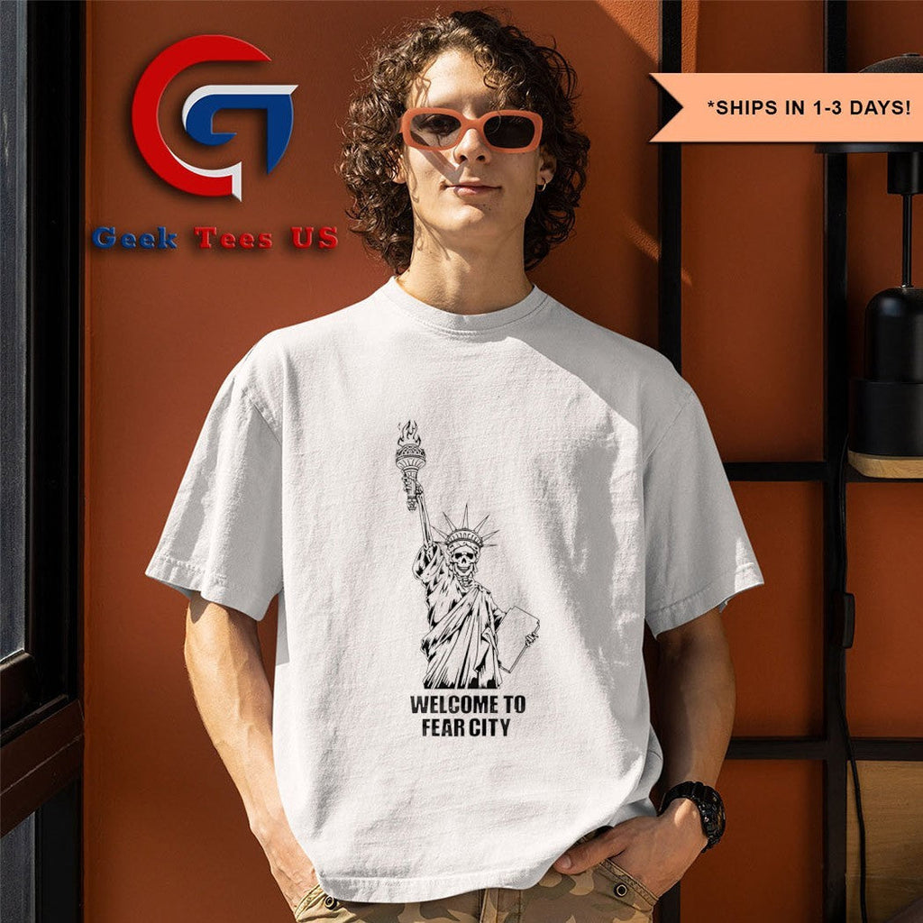 Welcome to fear city skeleton Statue of Liberty shirt