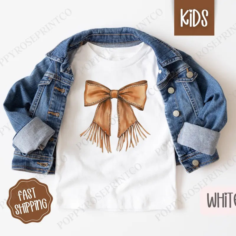 Western Bow Kids Shirt, Western Children's Shirt, Cute Youth Tee Gildan Hoodie, Sweatshirt | HypeDripTees.com