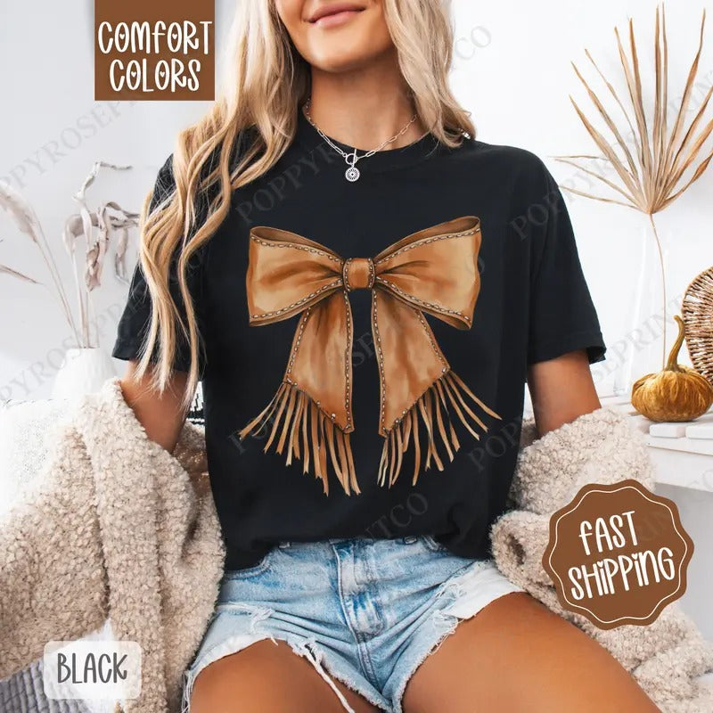 Western Bow Shirt Comfort Colors Western Cute T-Shirts, Hoodie, Sweatshirt