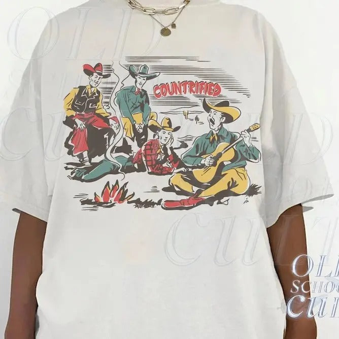 Western Cowboy Retro T-Shirt, Vintage 90s Country Shirt, Retro Farmer Tee, Rodeo Cowboy Shirt, Wild West Gift, Distressed...