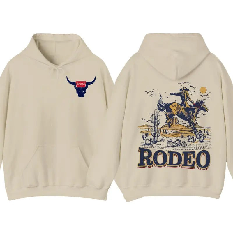 Western Cowboy Shirt, Rodeo Hoodie, Vintage 90s Graphic Western Hoodie, Trendy Shirt