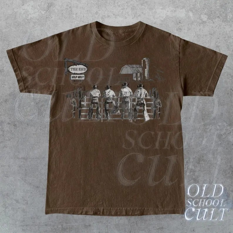 Western Cowboy Vintage T-Shirt, Retro Cowboys Graphic Shirt, Vintage Wild West Unisex Shirt, The End, Western Gift, Y2k...