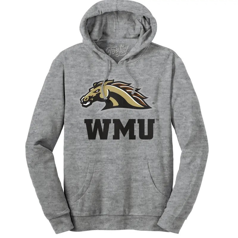 Western Michigan University Broncos Hooded Sweatshirt - Gray T-Shirts, Hoodie | HypeDripTees.com